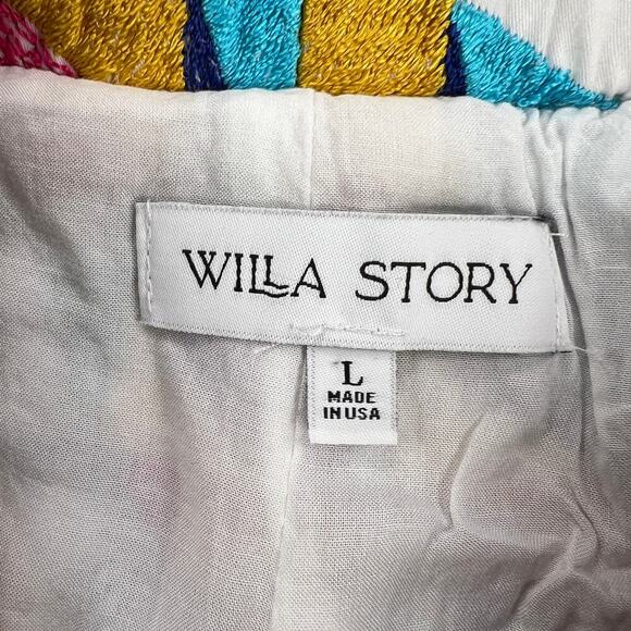 Willa Story Palmer Pull On Shorts Colorful Embroidered Kaleidoscope Lined Size L - Picture 4 of 8